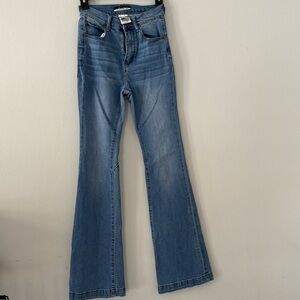 Vibrant Blue Flare Wide Leg Jeans